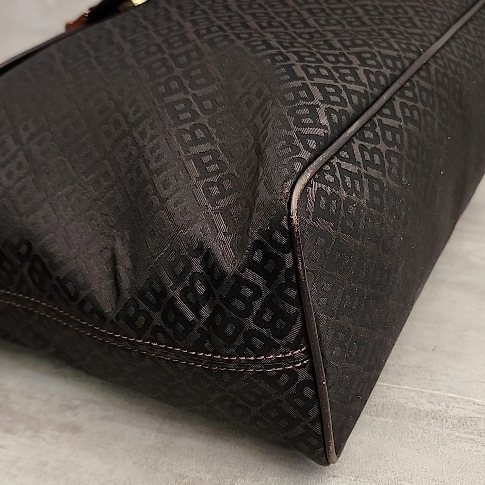 Bally Black Brown Logo Tote with Gold Hardware